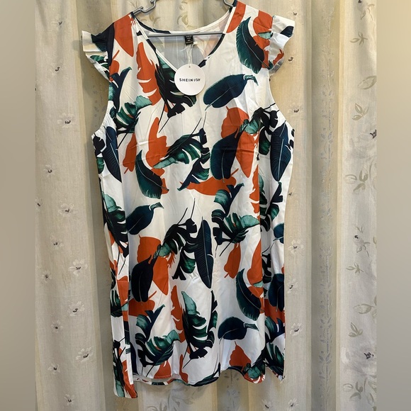 SHEIN VCAY Plus Tropical Print Ruffle Trim Dress - Picture 3 of 6